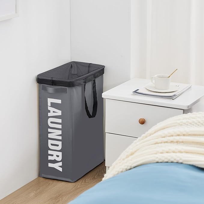 Slim Laundry Hamper with Removable Inner Bag and Side Handles, 45L Small