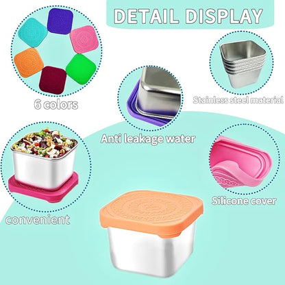 6Pack 6oz Stainless Steel Snack Containers