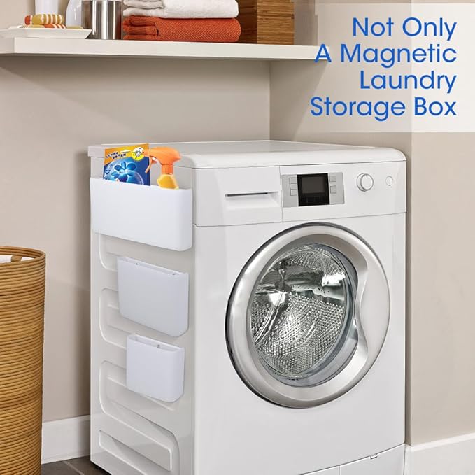 Picowe 3 PCS Magnetic Laundry Storage, Magnetic Storage Box