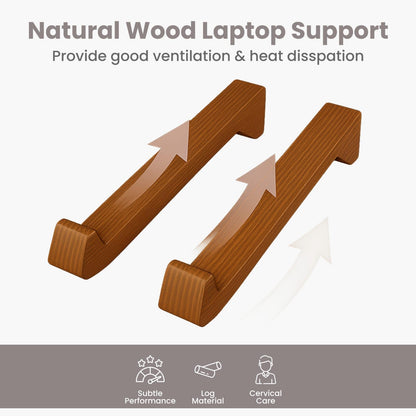 Fida Horeca Wooden Laptop Stand | Ergonomic Laptop Riser | Handcrafted from American Pine Wood | Walnut Finish | 9.84 x 1.57 x 2.76 in | Home, Office & Studio Use