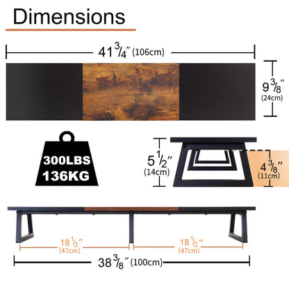 TEAMIX 42 inch Dual Monitor Riser+2 Tiers 20 Inch Wooden Desktop Monitor Stand Riser Printer for Desk Office Organization