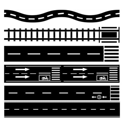 MAGLITT Road Tapes & Curves Stickers Set 8 Rolls Black Highway Tapes Traffic Decorative Masking Tape for Toy Cars, Vehicles Kits, Kids Party Gift