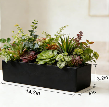 QUHUATU Rectangular Large Planter, Indoor & Outdoor Use, for Plant - No Plants Included, Perfect Housewarming Gift, Inviting Nature Decor for All Living Spaces, Black