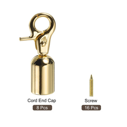uxcell Cord End Cap, 13mm(0.51") Barrel End Cap Terminators Cord Finding for Tassel Bag Strap DIY Making, 8Pcs Gold(53x25mm)