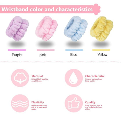 8pcs Wrist Bands for Washing Face, Absorbent Face Washing Wristbands,