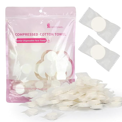 Classycoo Thick Disposable Compressed Towels Tablets- Individually Wrapped Face