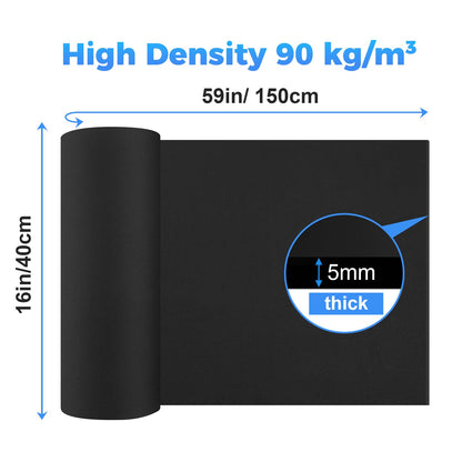 5mm EVA Foam 2 Roll, 16 x 59 in Cosplay Foam Sheet (6.5sqft), Black Eva Foam Ultra High Density 90 kg/m³, Large Foam Cosplay DIY Supply for Crafts, Cosplay Modeling, Halloween Costumes