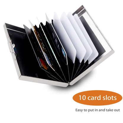 Credit Card Holder RFID Slim Metal Card Case for Hard Stainless Steel Credit Card Wallet Business Card Holder for Men Women (Black)