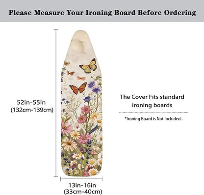 ZDCUSTOM Colorful Floral Butterfly Print Ironing Board Cover 15 x 54 inch