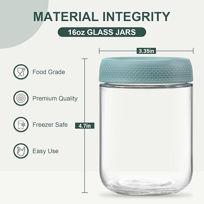 NETANY 6-pack 16 oz Overnight Oats Containers