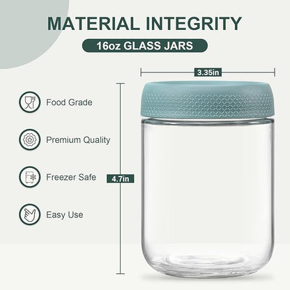 NETANY 6-pack 16 oz Overnight Oats Containers