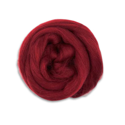 Revolution Fibers Dyed Corriedale Wool | 8.2 Ounces of Premium Combed Wool Top | 26 Micron, 100% Pure Corriedale Wool Roving, Ethically Sourced (Ruby Red)