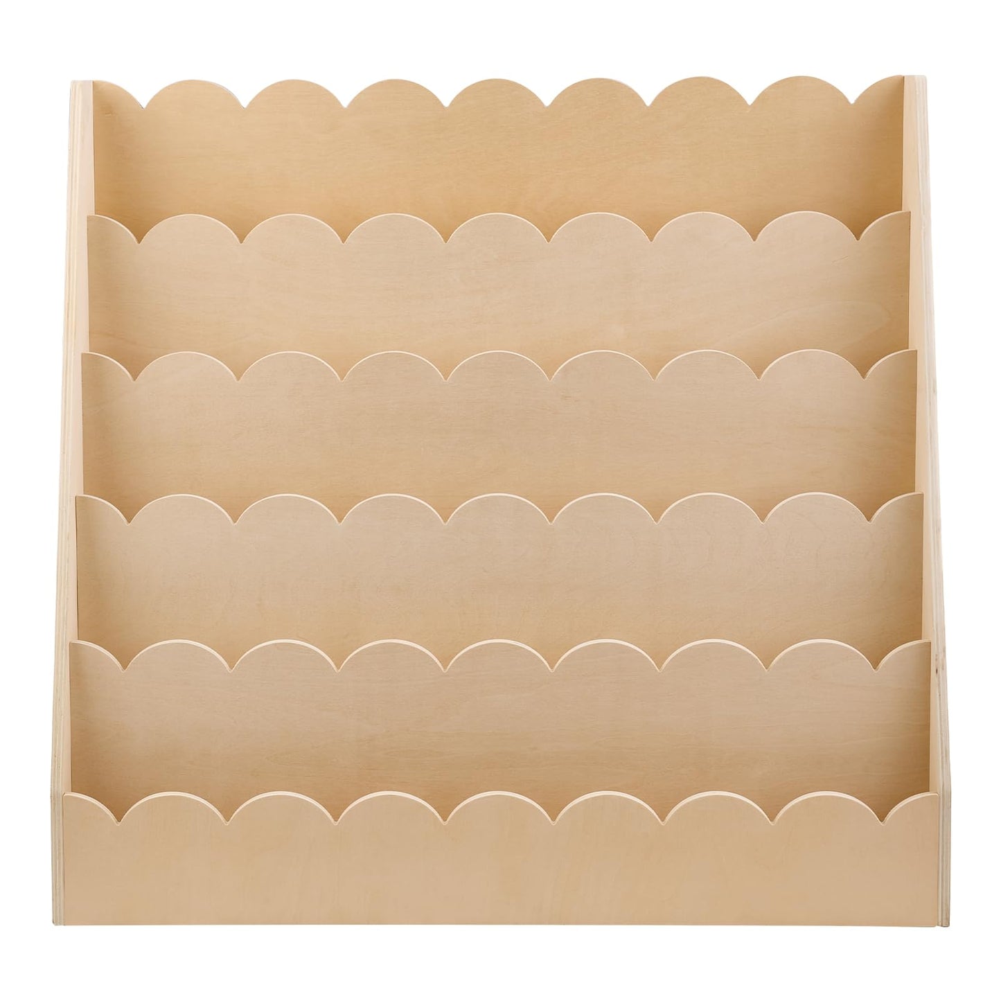 VEVOR 5-Tier Montessori Bookshelf, Scalloped Kids Bookcase, Wooden Book Shelf, Daycare Furniture Display Bookshelf for Bedroom, Living Room, Entryway, Nursury, Preschool