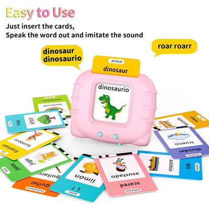 Eaever Bilingual Spanish English 520 Sight Words Talking-Flash-Cards, Valentine's Day Gift Birthday Present for 2 3 4 5 6 Year Old Girls, Preschool Learning Activities for Toddlers Age 2-6, Pink