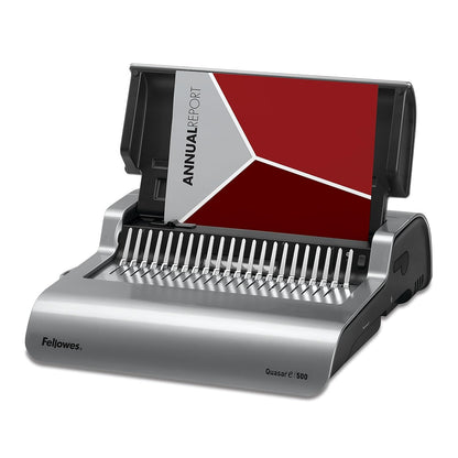Fellowes 5216901 Quasar 500 Electric Comb Binding System, 16 7/8 x 15 3/8 x 5 1/8, Metallic Gray, Alloy Steel