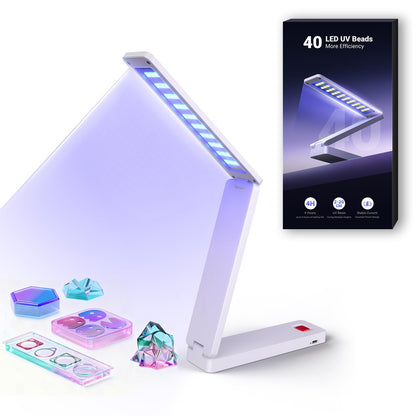 HOOTUU UV Resin Lamp, Foldable Rechargeable UV Light for Resin Curing, 40 LEDs High Power Resin Curing, Machine Portable UV Resin Light for Crafts, Small DIY Projects