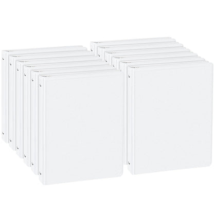 CIXILDTS 0.5-inch Round Ring Binder, Durable 1/2" 3 Ring Binder Fit Letter Size Paper, Presentation View Binders, White,12-Pack