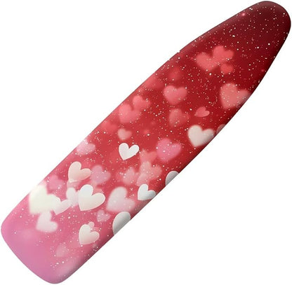 Red Hearts Ironing Board Cover and Pad Elastic Edge Universal Washable Resist
