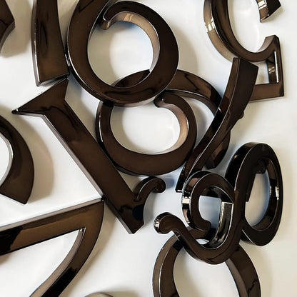 Black Mailbox Numbers, Self Adhesive Door Address Sign Number Stickers for Aprtment Office Home Room, Metal Shiny, Suit for Outside or Indoor. (Dark, 2.75" - Set of 20)