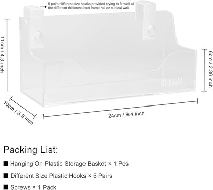 Bedside Caddy Hanging Storage Basket Little Size Plastic Beside Shelf Hang-on