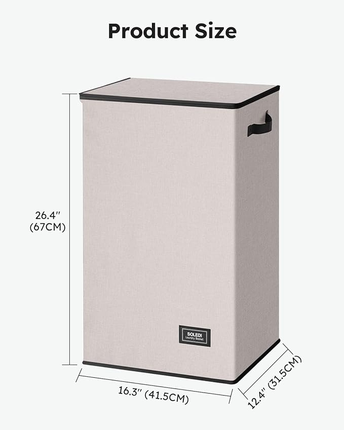 SOLEDI Laundry Hamper with Lid 90L Large & Tall Collapsible Laundry Basket