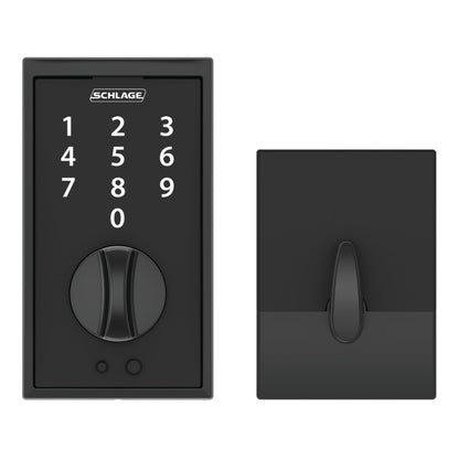 SCHLAGE BE375 CEN 622 Touch Keyless Touchscreen Electronic Deadbolt Lock, Matte Black