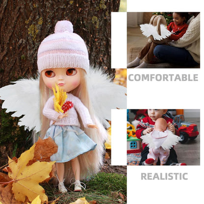 TOYANDONA 2pcs Small Angel Wings Feathers Costume Mini Wings Doll Decor for DIY Crafts Halloween Christmas Tree Ornaments Dollhouse Decor