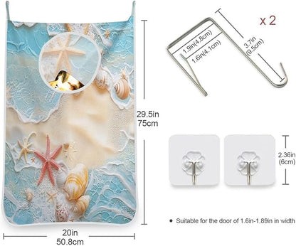 Blue Beach Sea Star Shell Summer Hanging Laundry Hamper Door Hampers Bag Basket