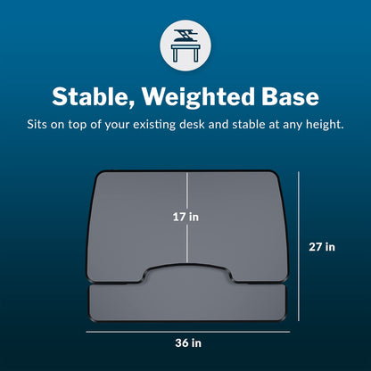Vari - VariDesk Essential 36 - Two-Tier Standing Desk Converter for Monitor & Accessories - Height Adjustable Sit Stand Desk - Fully Assembled Monitor Riser for Home Office - 36" Wide, Black