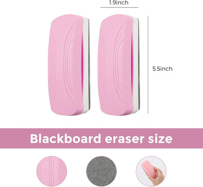 Ddaowanx Whiteboard Eraser, Magnetic Dry Erase Eraser, Glass Board Eraser,School and Office Supplies, Pack of 2 (Pink)