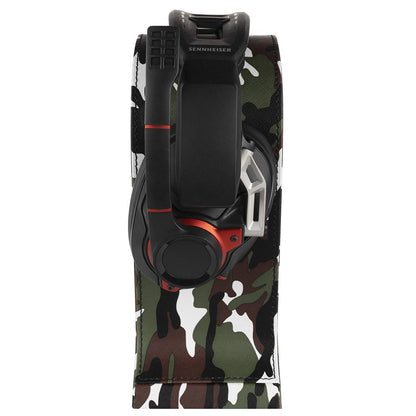 GEEKRIA Camo Gaming Headset Stand, Vegan Leather Wooden Omega Headphone Holder for Desk Setup, Over-Ear Headphones Display Rack Compatible with JBL, HyperX, Razer, Turtle Beach, Sony PS5