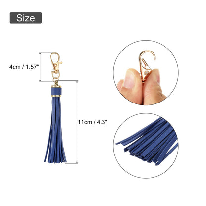uxcell 18pcs PU Leather Tassels, 5.9 Inch Keychain Tassel Charm with Lobster Swivel for Jewelry Making, Handbag, DIY Crafts, (Navy)
