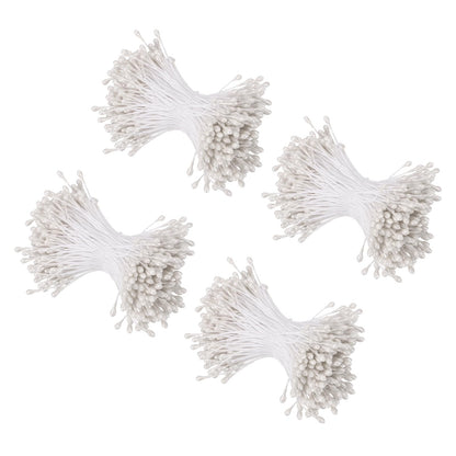 MECCANIXITY 3mm Double Head Flower Stamen 960 Pcs Bright Artificial Floral Stamens Pistil for Christmas Wedding Flowers Making Scrapbook Decoration DIY Crafts, White