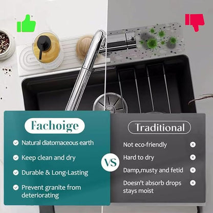 Quick Drying Stone Faucet Mat for Kitchen Sink, 18.1'' Long Diatomite Sink Tray
