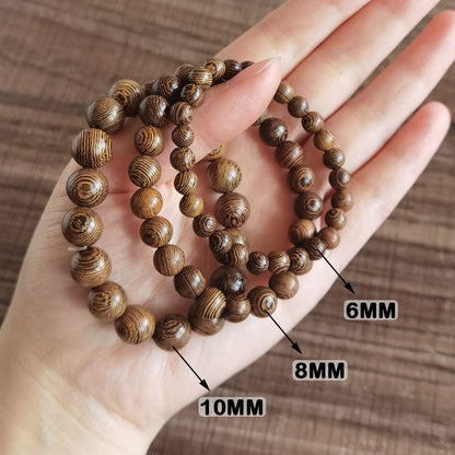 INSPIRELLE 1200pcs 6mm Dark Brown Wooden Beads Undyed Natural Stripe Round Wood Loose Craft Beads for Bracelets and Jewelry Making