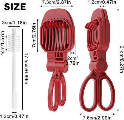 Fruit Slicer Hand-Held, Strawberry, Banana Slicester, Mushroom & Egg Slicer for Hard Boiled Eggs with Stainless Blades, Dishwasher Safe, Includes 1 Cleaning Brush for Home Cooking