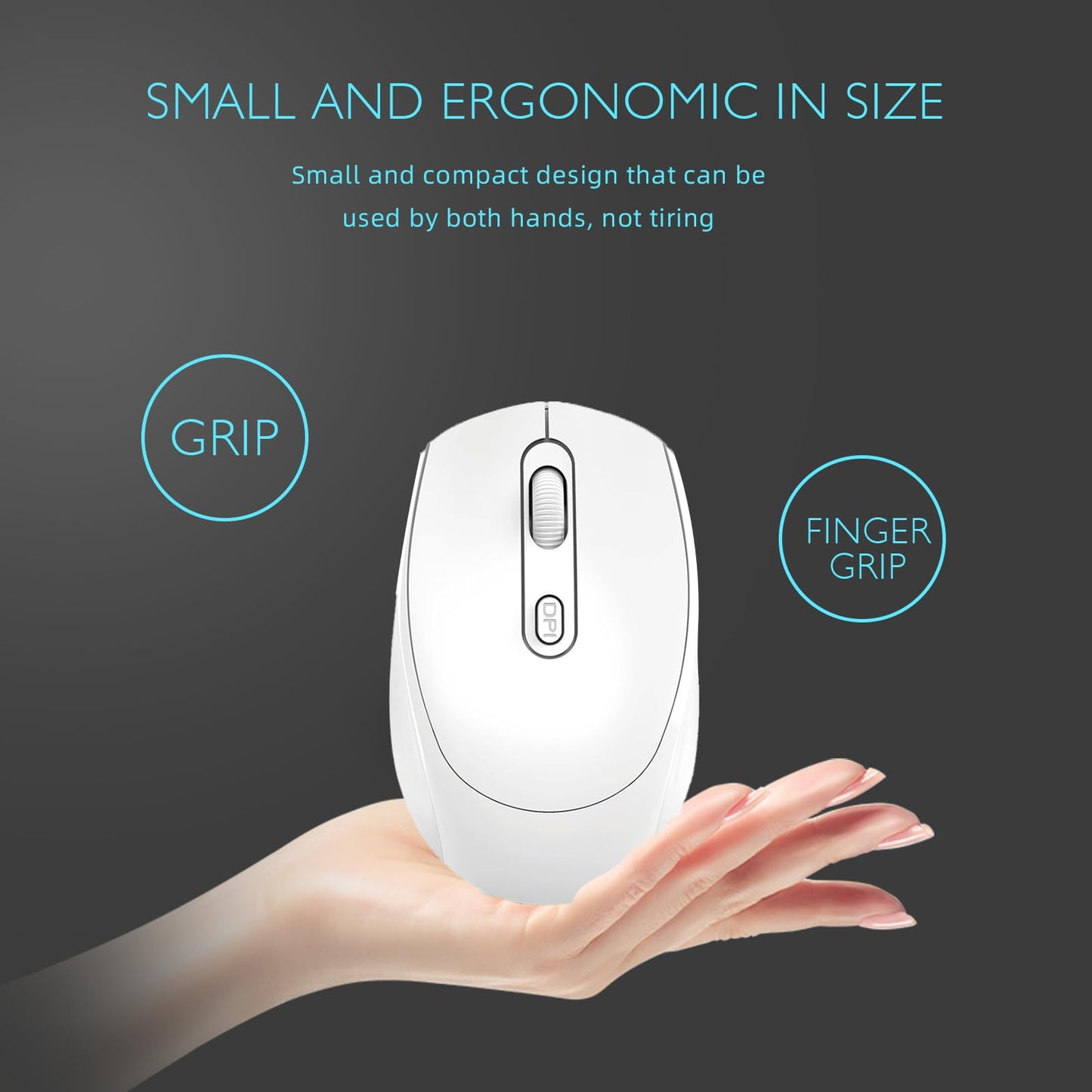 ONE-UP Wireless Mouse, 2.4G, Silent, USB Nano Receiver, for Laptop, Chromebook, PC, Mac, Windows and School Work (Black)