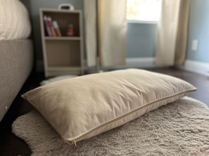 Natural Cotton Canvas Dog Bed – Raw Cotton Filled Pet Cushion Insert, Breathable Eco-Friendly Dog Mattress, Durable Washable Cover with Zipper (Natural, Large 48"x30"x5")