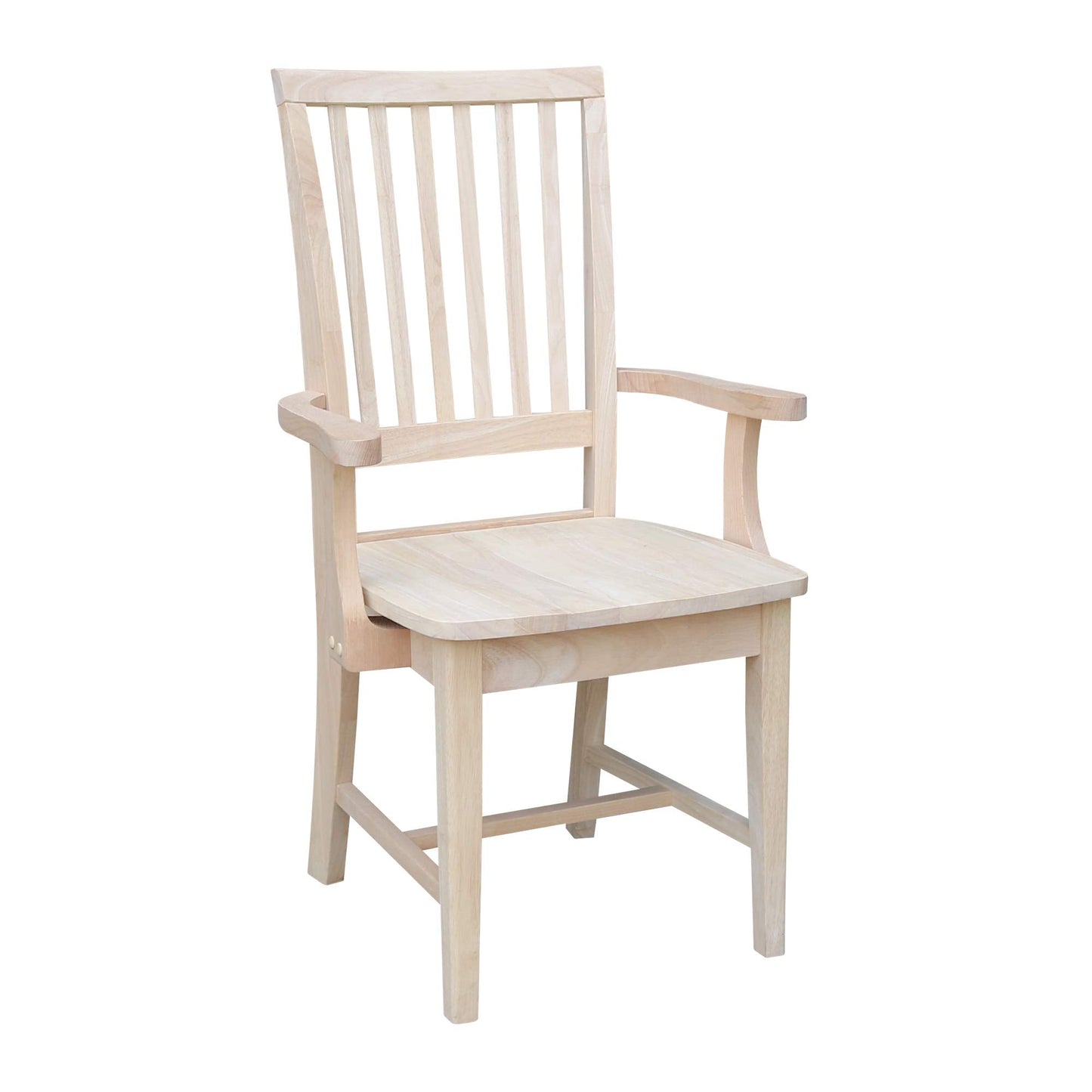 International Concepts Mission Side Chair with Arms, Solid Parawood, Unfinished