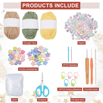 FREEBLOSS 2 Set Crochet Kit for Beginner Christmas Tree Crochet Kit for Adults Starter Friendly, Christmas Crochet Set All You Need in with Step by Step Video Tutorial Knitting and Crochet Supplies