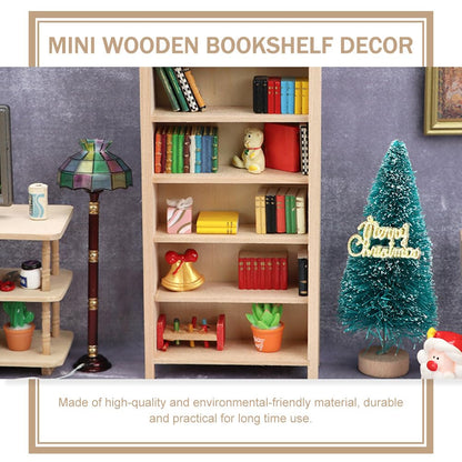 Homoyoyo Doll House Model Doll Storage Cabinet 1 12 Scale Wooden Bookshelf Miniature Wood Furniture Wood Decor Mini Furniture Doll House Furniture Small Wooden Bookshelf Mini House Supply (Pack of 2)