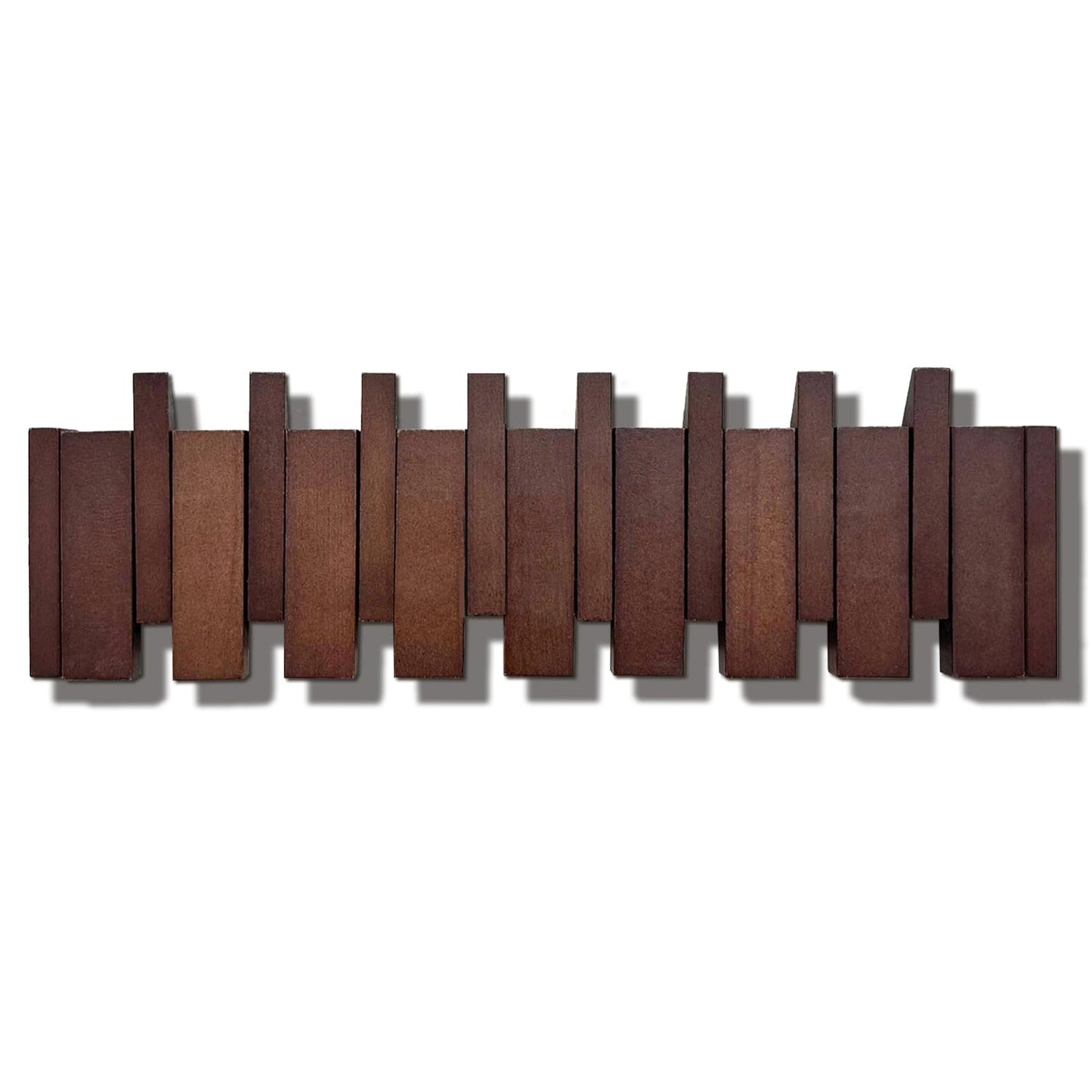 ArtBeek Wall Mounted Coat Rack with Hooks Wooden Wall Mount Piano Key Coat Rack 8 Hooks Solid Wood Coat Rack Wall Mount for Entryway, Living Room, Bedroom, Hallway (22")