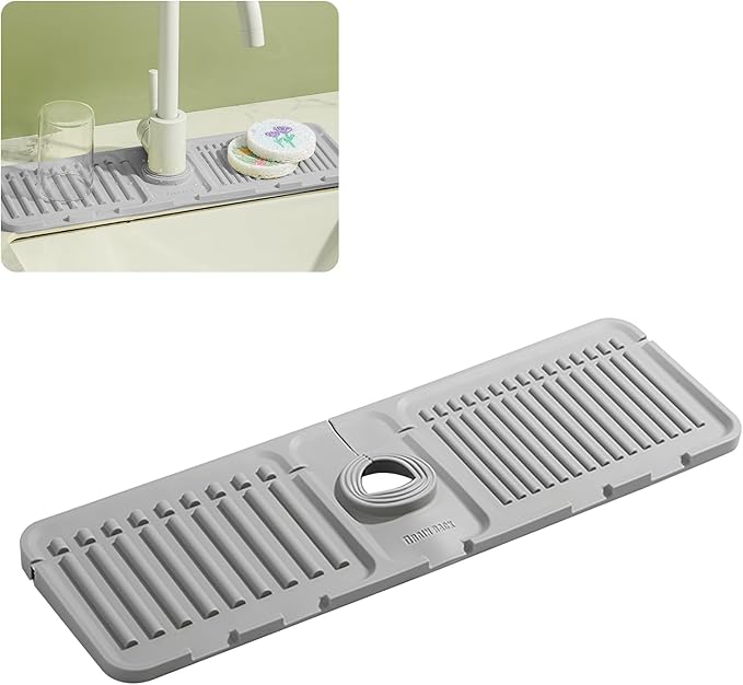 Faucet Mat for Kitchen Sink – Adjustable Silicone Sink Splash Guard