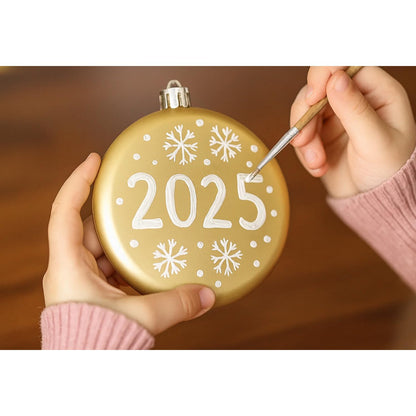 SLEETLY 4" 12pk Blank DIY Christmas Ornaments for Crafts to Personalize, Make Your Own Ornament for Kids and Adults, Drawing, Stickers, Plain Paintable Flat Disc to Decorate, Stencils, Matte Gold