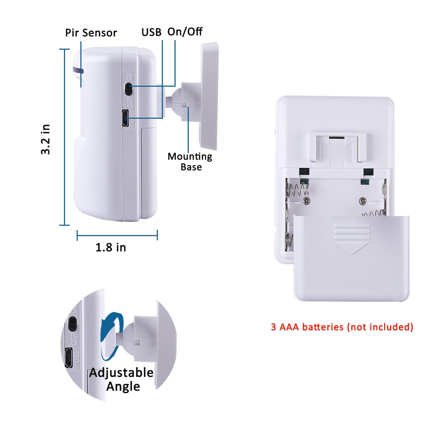 Motion Sensor Alarm, Long Range Wireless Driveway Alarm, Indoor Home Security System Electric Doorbells, 4 Motion Detector and 2 Alarm, 38 Chime Tunes, LED Indicator