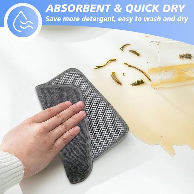 KinHwa Kitchen Washcloths for Dishes Absorbent Microfiber Dish Cloths Quick Dry