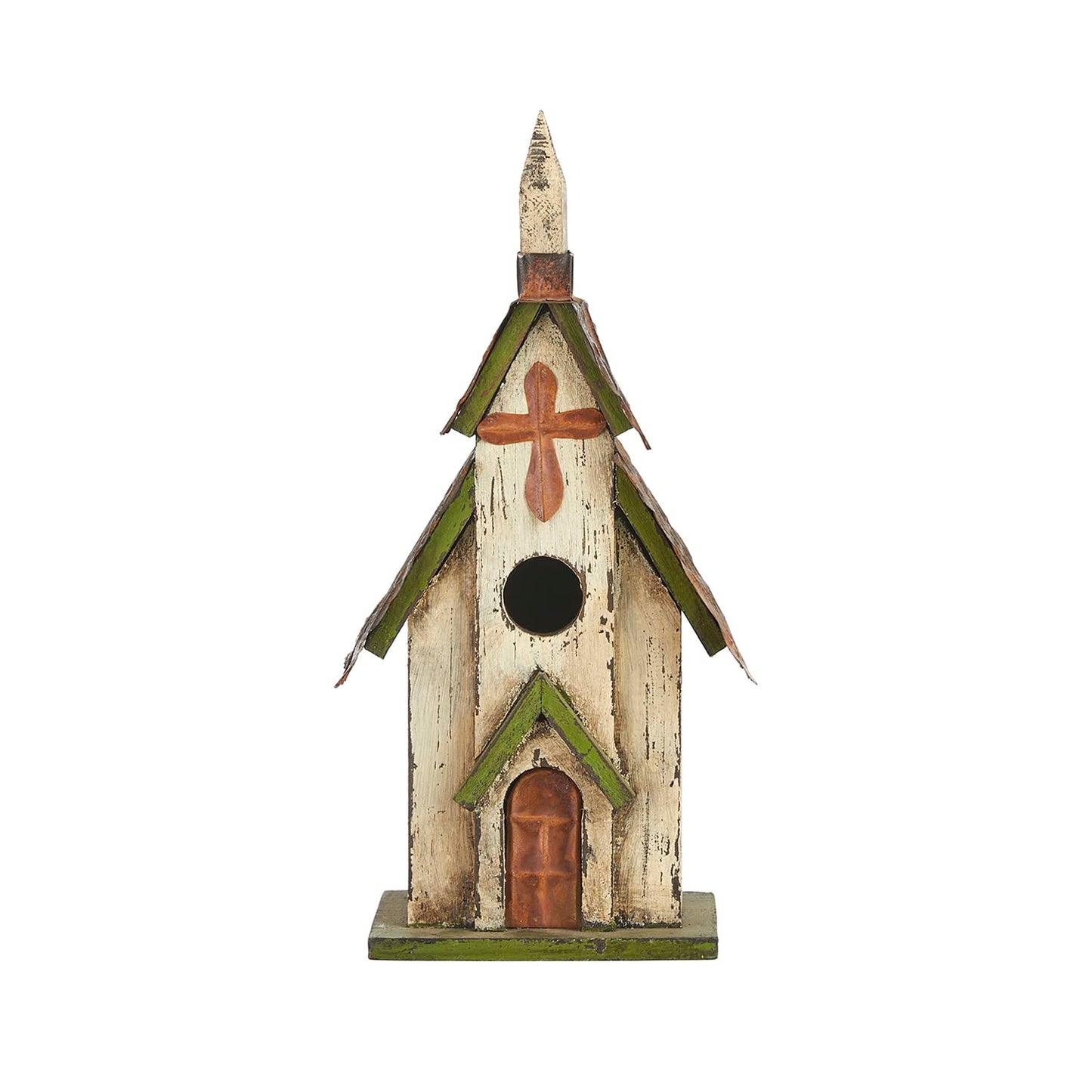 Glitzhome Wooden 14" H Hanging Distressed Church Birdhouse Decorative Garden Bird House