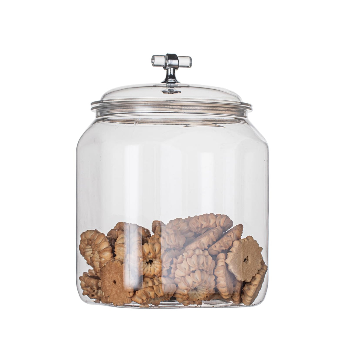 KEKEHOME 101oz Plastic Food Storage Jar with Airtight Seal Lid, Square Kitchen Counter Container for Cookies, Candy, Pasta, Dry Goods for Pantry Organization，3L