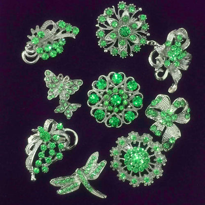 Ezing Lot 24pc Shining Rhinestone Crystal Brooches Pins DIY Wedding Bouquet Kit (F)