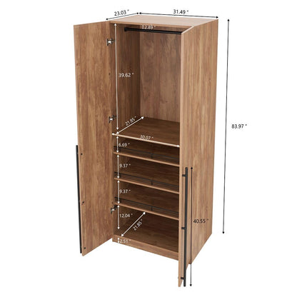 Manhattan Comfort Lee Modern Freestanding Closet 3.0 | Space-Saving Design with 3 Hanging Rod, 9 Shoe Shelves & 3 Basic Shelves | No Tool Assembly Storage Cabinet, 3 Piece Set, Golden Brown
